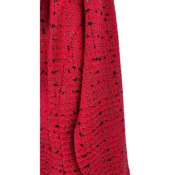 Sheri Martin Womens Size 12P Red Textured Blazer Black Collar & Button Front - Picture 5 of 8